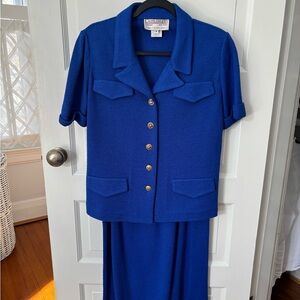 Castleberry Royal Blue, Short Sleeve Knit Jacket/Skirt Set Size 8